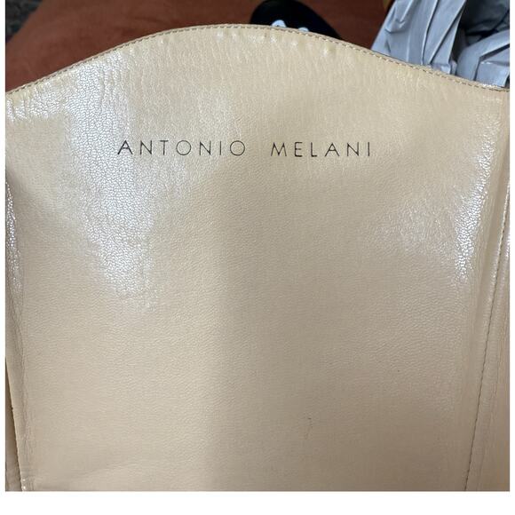 ANTONIO MELANI Jamie Glove Fit Women 9 Mid Calf Camel Leather Boots Pointed Toe - Picture 13 of 13